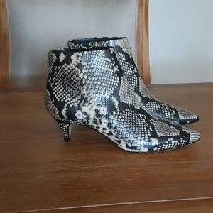 Snakeskin faux booties rubber soles